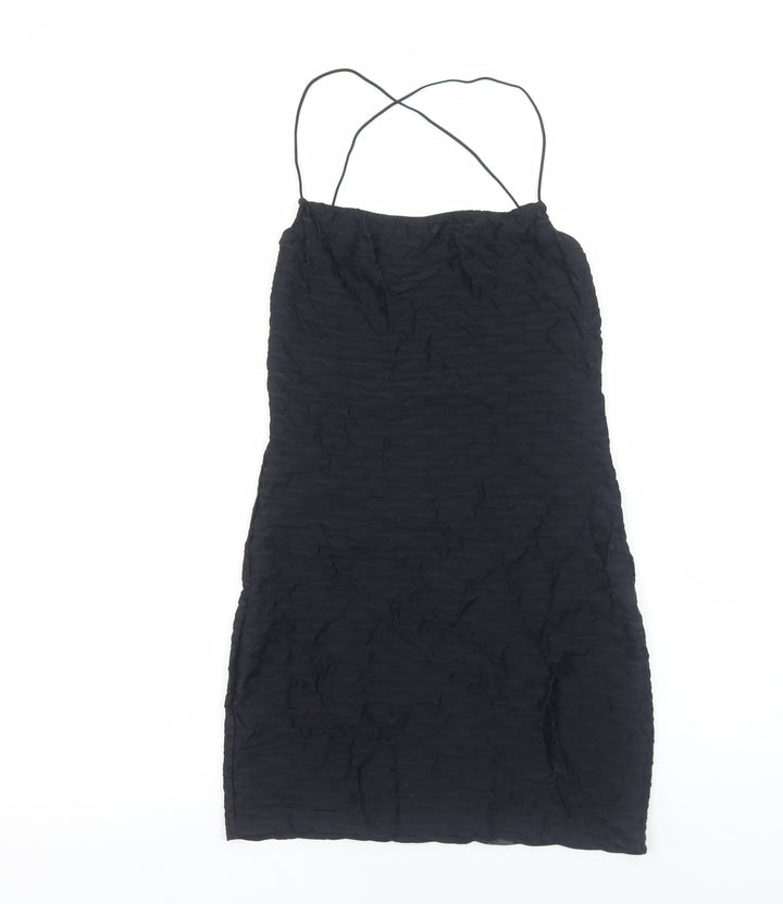Bershka Womens Silver Polyester Slip Dress Size M Square Neck Pullover