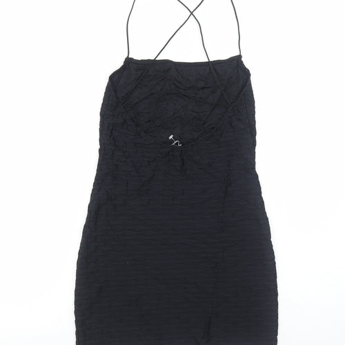 Bershka Womens Silver Polyester Slip Dress Size M Square Neck Pullover