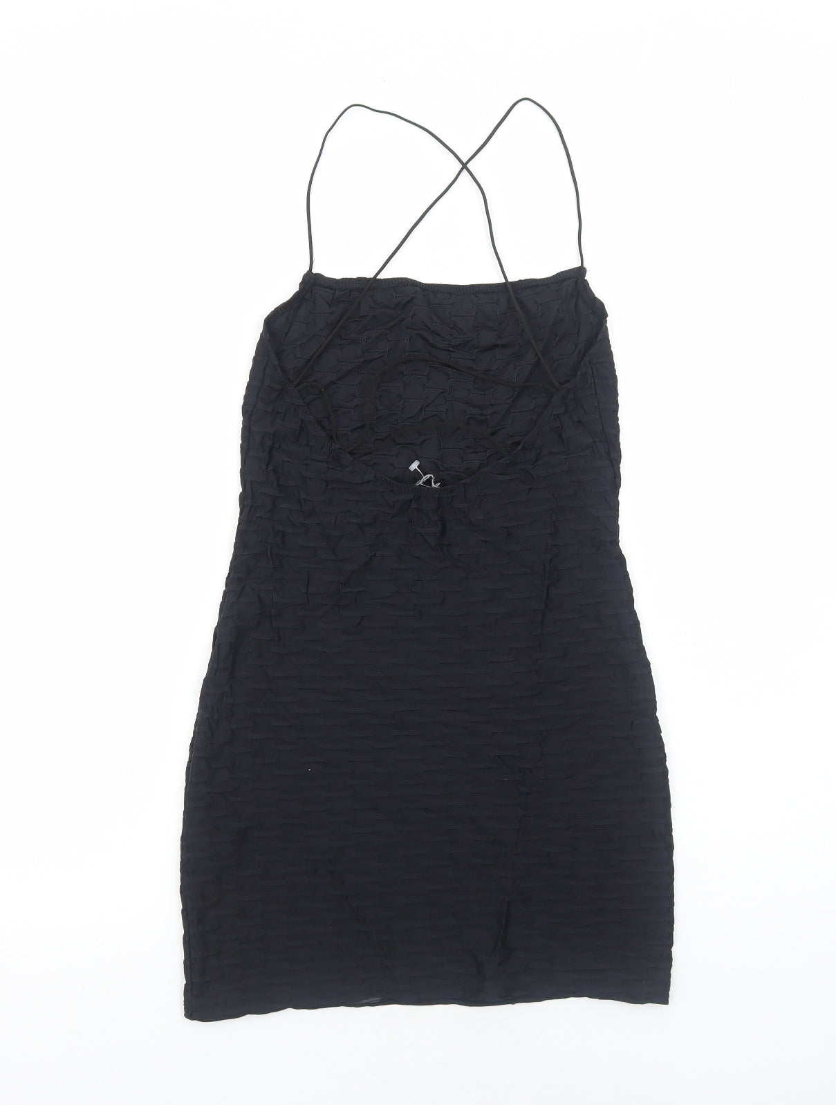 Bershka Womens Silver Polyester Slip Dress Size M Square Neck Pullover