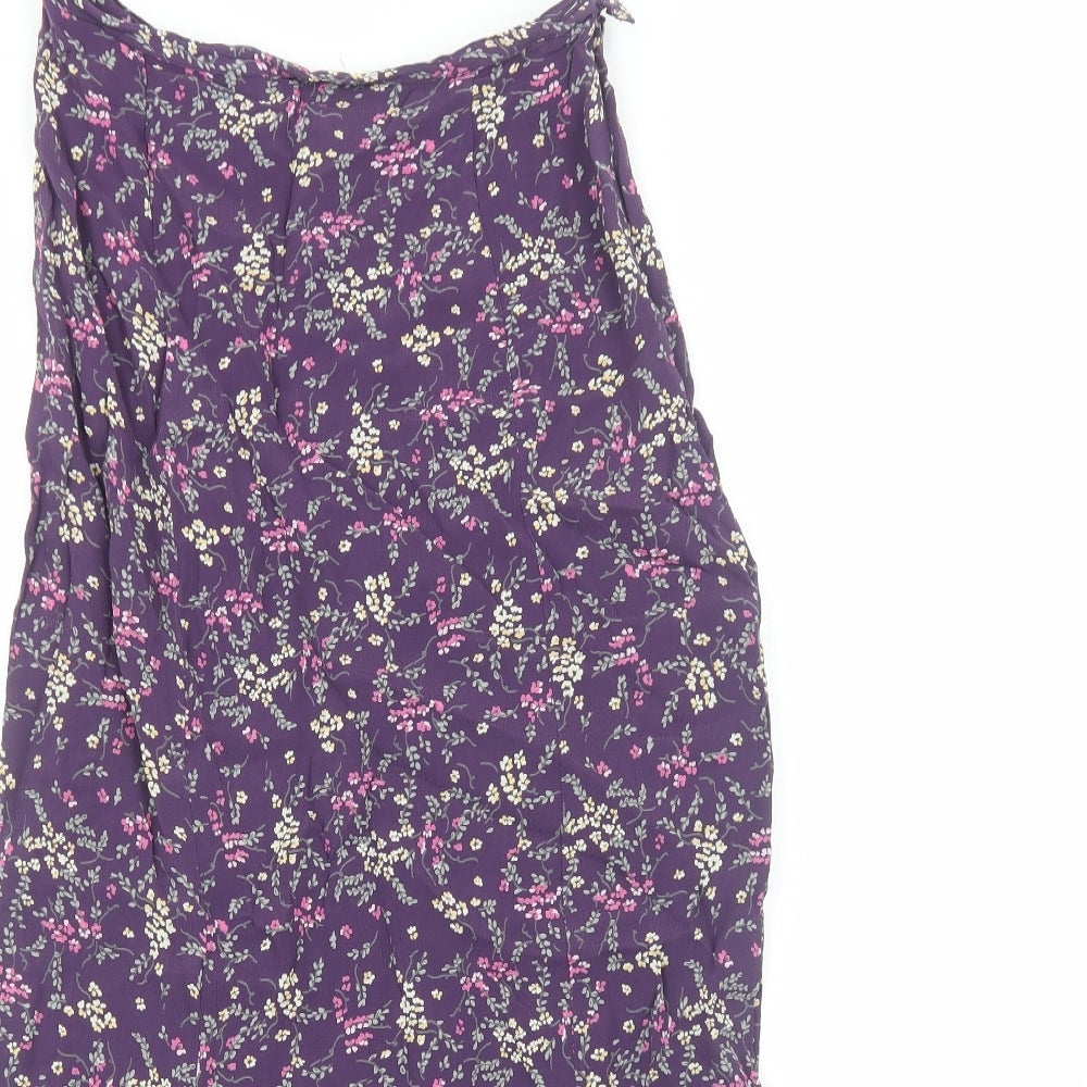 DASH Womens Purple Floral Polyester Peasant Skirt Size 10 Zip