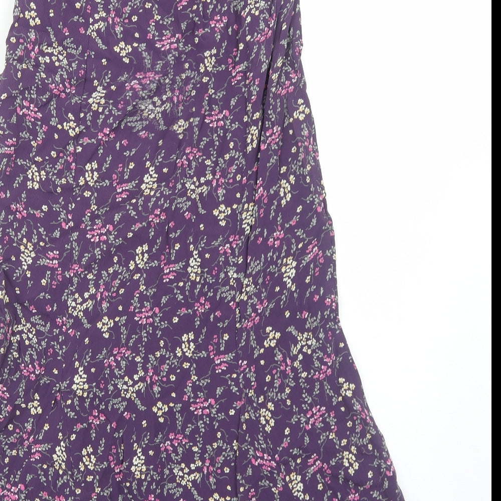 DASH Womens Purple Floral Polyester Peasant Skirt Size 10 Zip