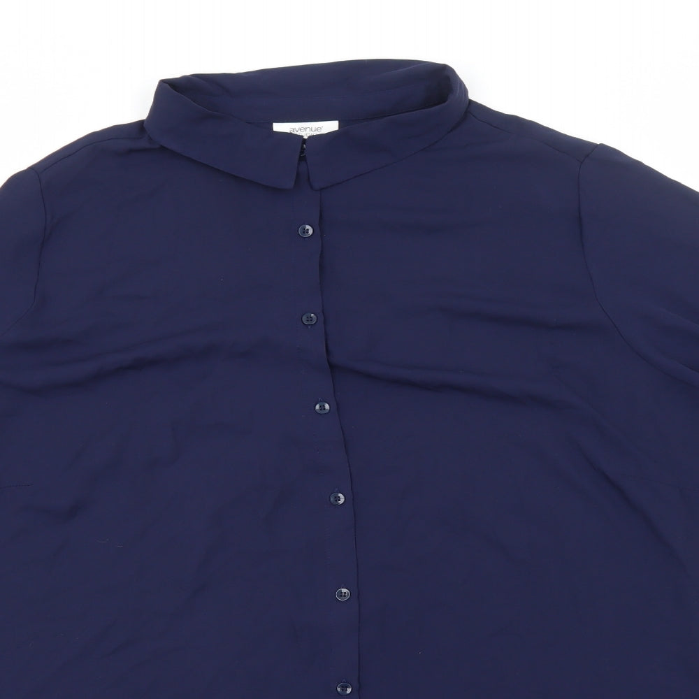 Avenue Studio Womens Blue Polyester Shirt Dress Size XL Collared Button