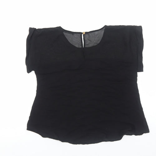Atmosphere Womens Black Polyester Basic T-Shirt Size 8 Round Neck