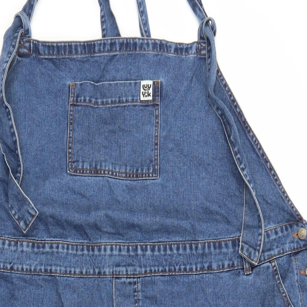 Lucy&Yak Womens Blue Cotton Dungaree One-Piece Size 32 Button