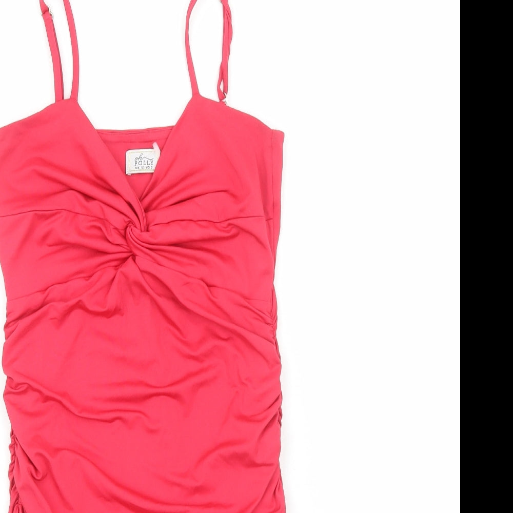Oh Polly Womens Red Polyester Mini Size 12 V-Neck Pullover