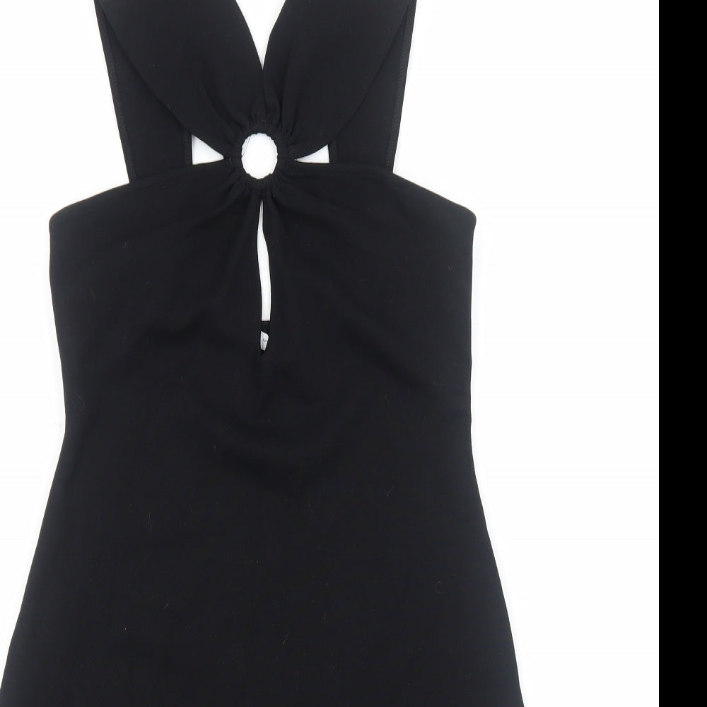Zara Womens Black Viscose Mini Size M V-Neck Pullover