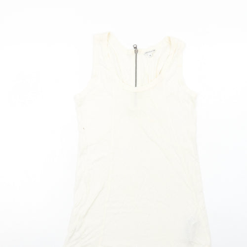Marks and Spencer Womens Ivory Viscose Basic Tank Size 10 Round Neck