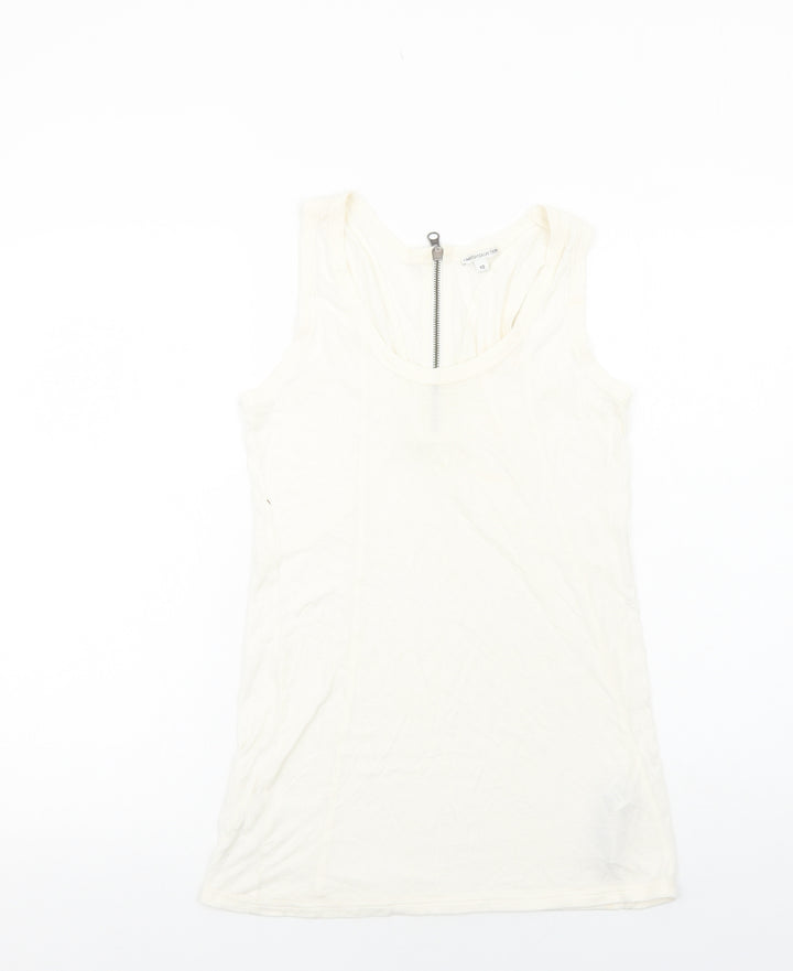 Marks and Spencer Womens Ivory Viscose Basic Tank Size 10 Round Neck