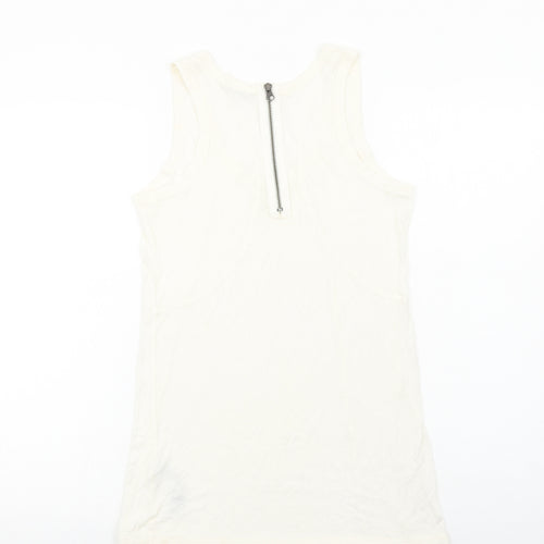Marks and Spencer Womens Ivory Viscose Basic Tank Size 10 Round Neck