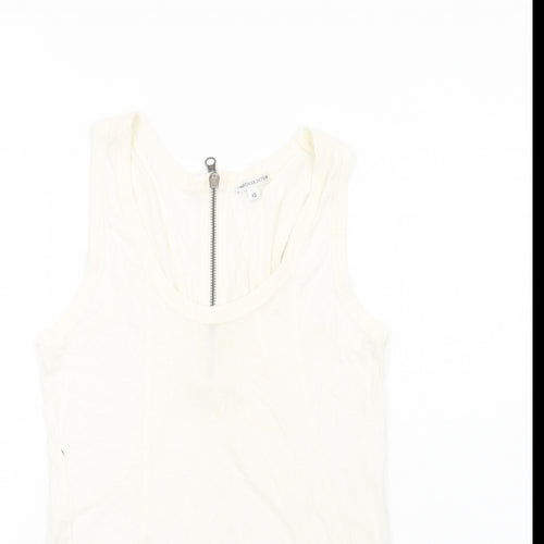 Marks and Spencer Womens Ivory Viscose Basic Tank Size 10 Round Neck
