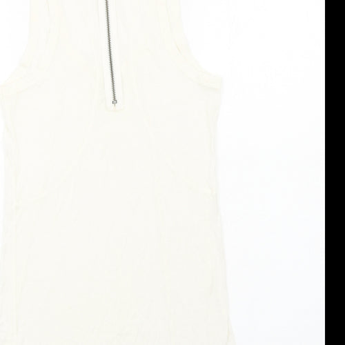 Marks and Spencer Womens Ivory Viscose Basic Tank Size 10 Round Neck