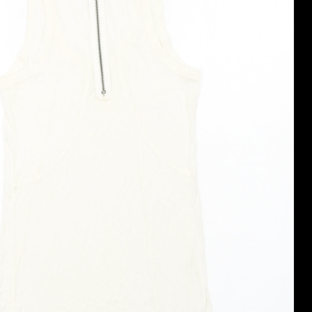 Marks and Spencer Womens Ivory Viscose Basic Tank Size 10 Round Neck