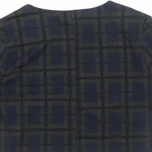 Miss Selfridge Womens Green Geometric Polyester Cropped T-Shirt Size 10 Round Neck
