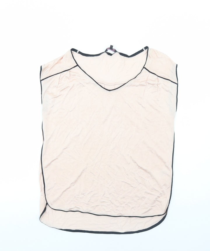 Phase Eight Womens Pink Viscose Basic T-Shirt Size 10 V-Neck