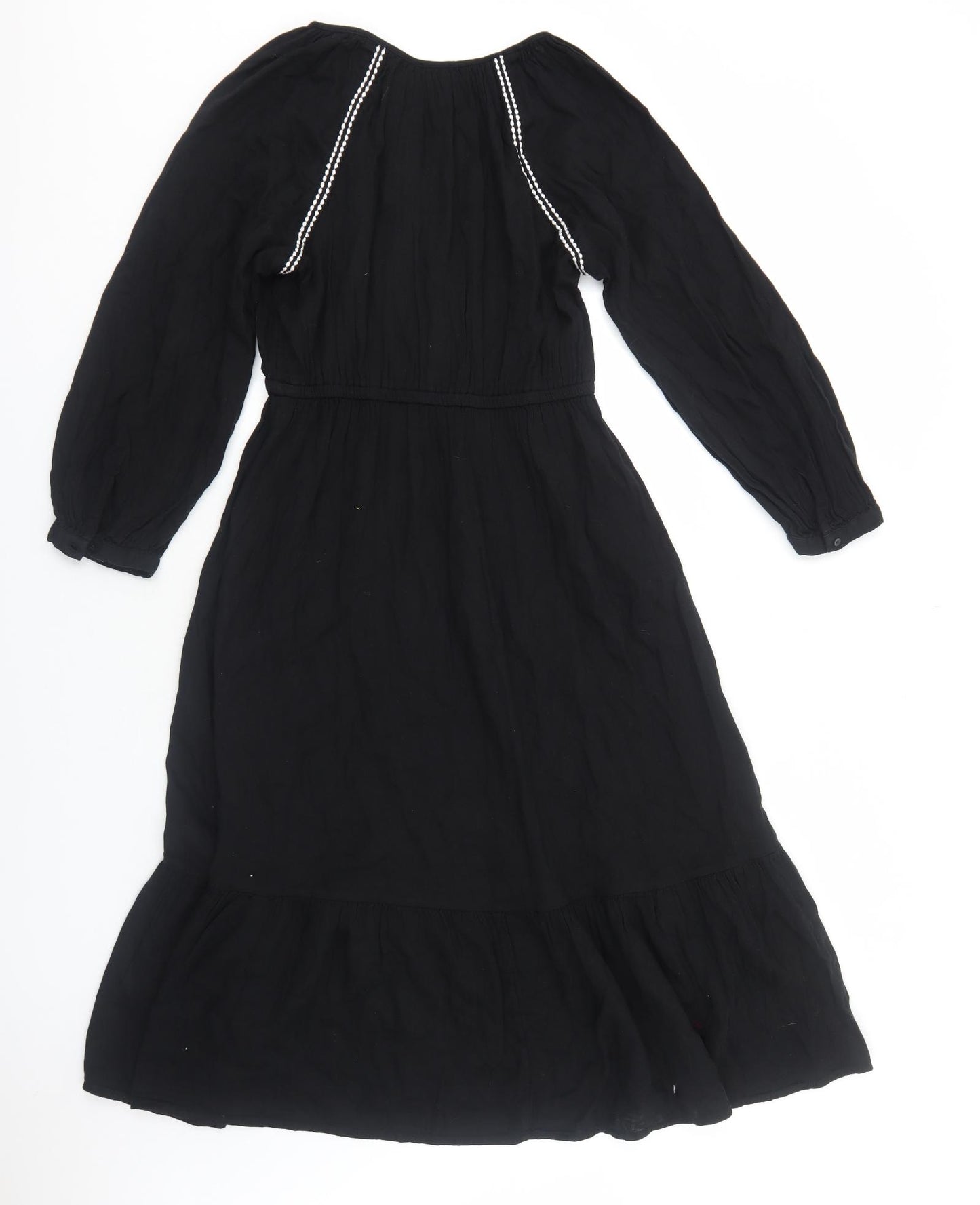 Old Navy Womens Black Cotton Fit & Flare Size S V-Neck Pullover