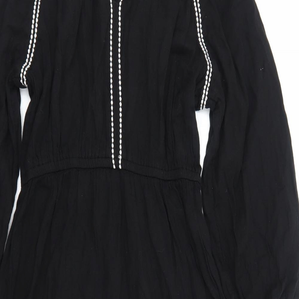 Old Navy Womens Black Cotton Fit & Flare Size S V-Neck Pullover