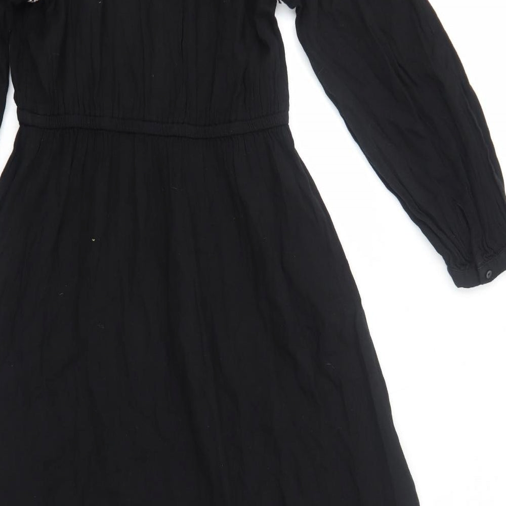 Old Navy Womens Black Cotton Fit & Flare Size S V-Neck Pullover