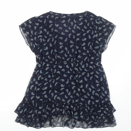 Wallis Womens Blue Paisley Polyester Basic Blouse Size M Round Neck