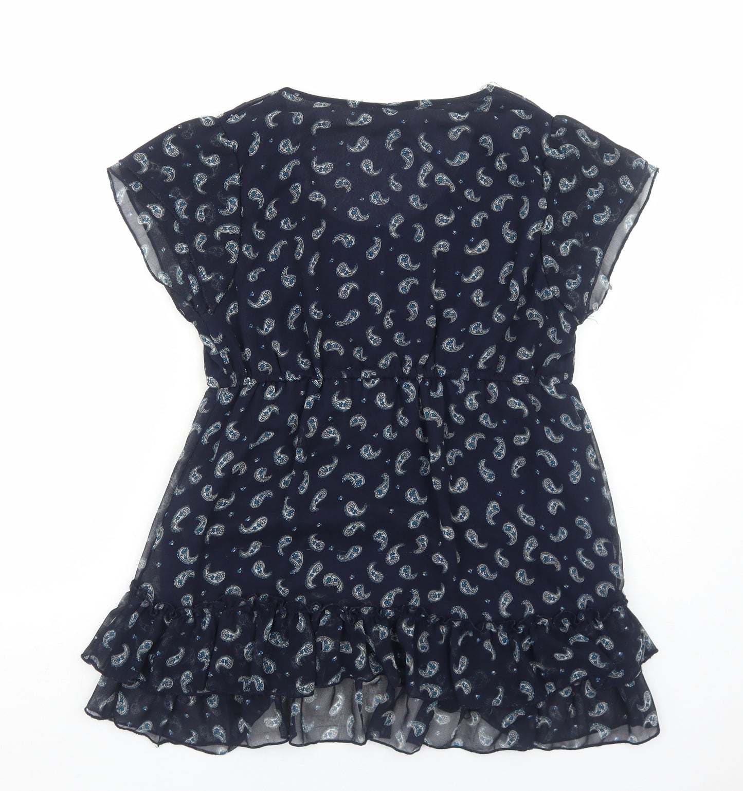 Wallis Womens Blue Paisley Polyester Basic Blouse Size M Round Neck