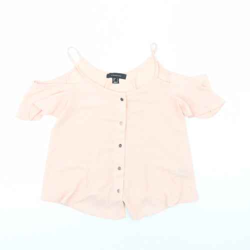 Primark Womens Pink Polyester Basic Blouse Size 6 Off the Shoulder