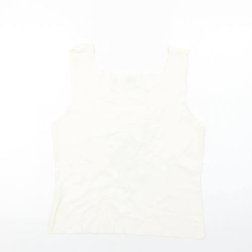Medici Womens White Nylon Basic Tank Size XL Round Neck - Floral