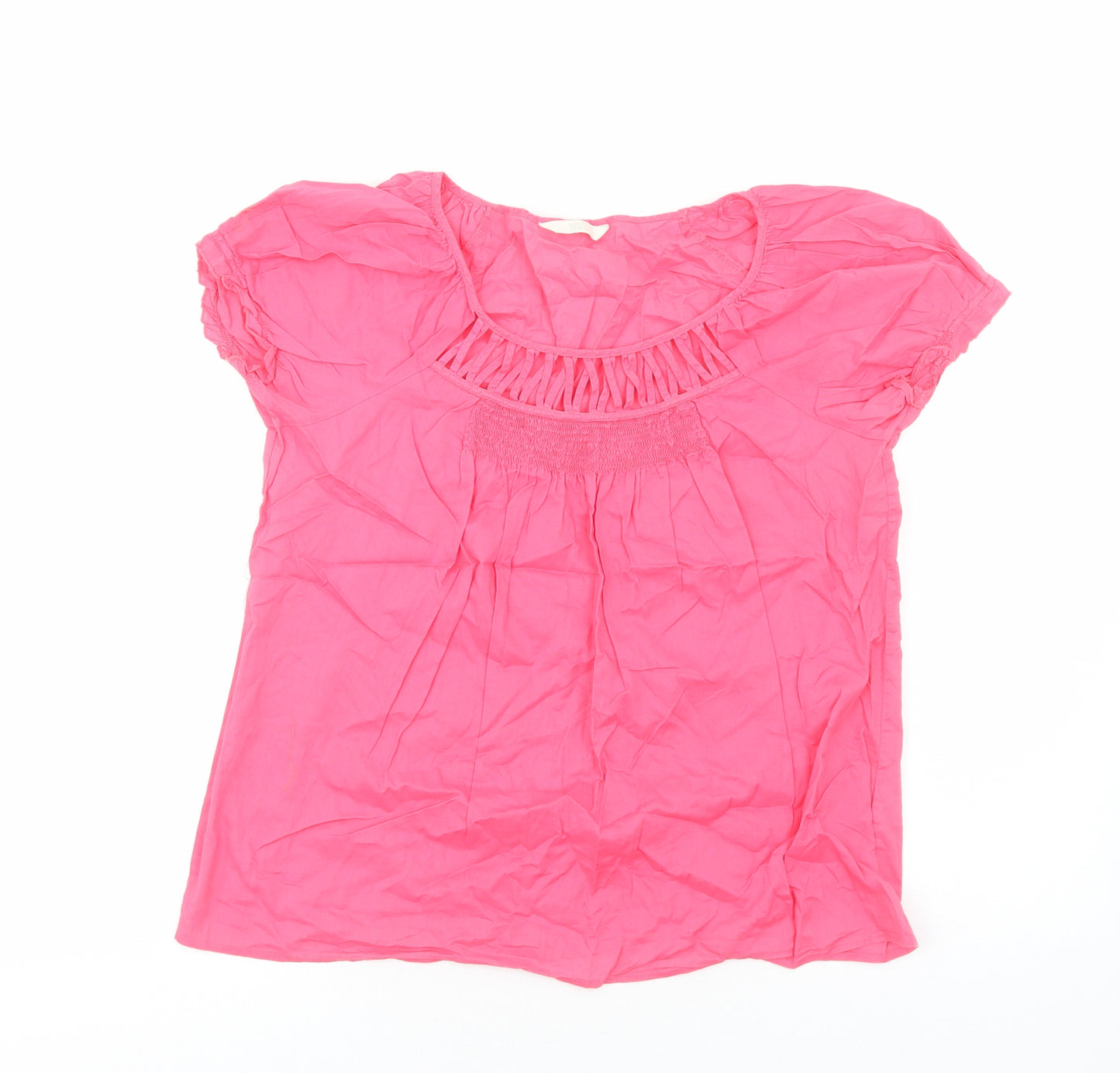 Marks and Spencer Womens Pink Cotton Basic Blouse Size 12 Scoop Neck