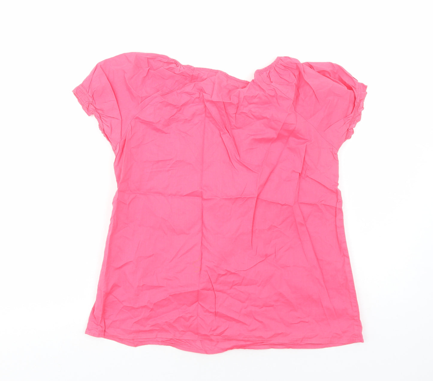 Marks and Spencer Womens Pink Cotton Basic Blouse Size 12 Scoop Neck