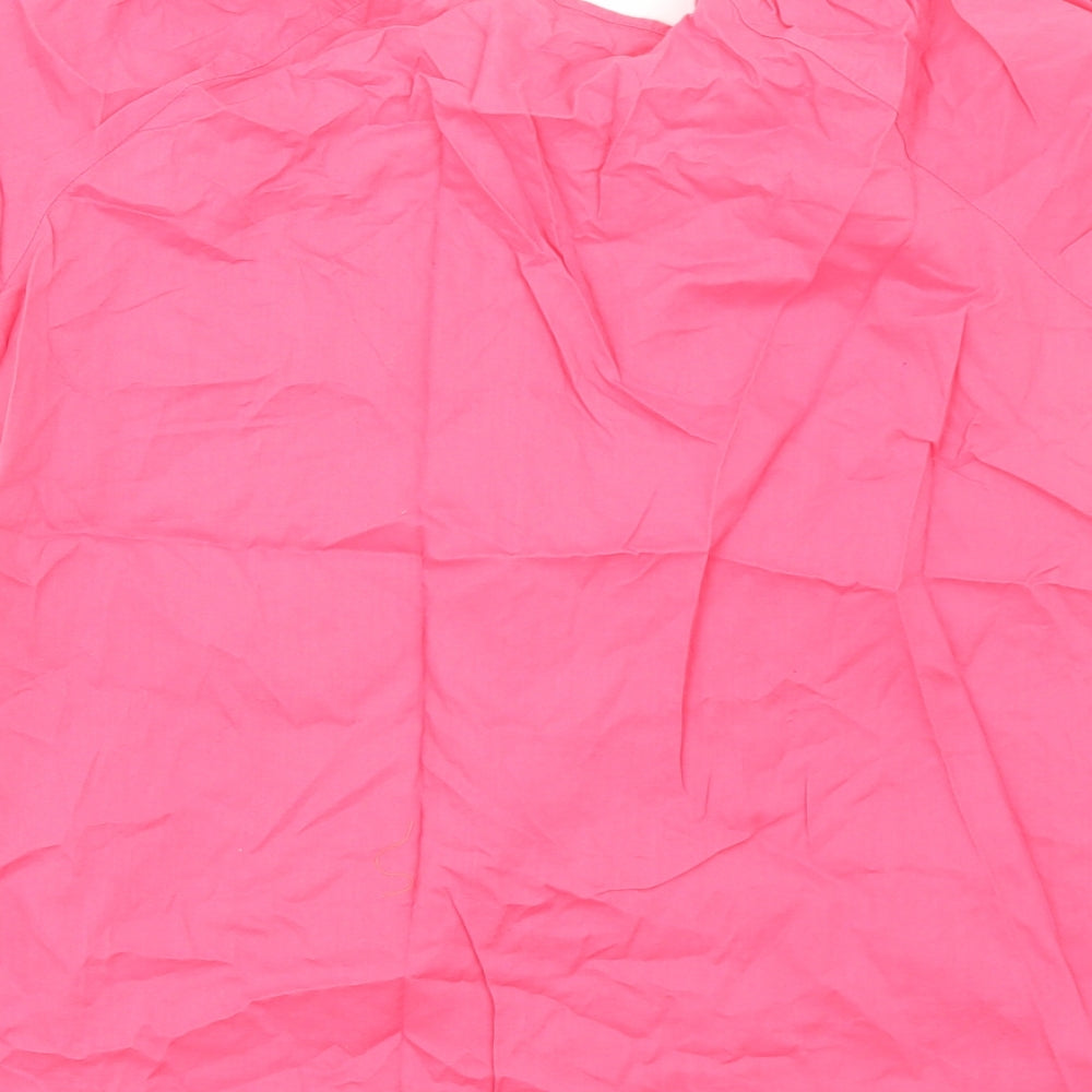 Marks and Spencer Womens Pink Cotton Basic Blouse Size 12 Scoop Neck