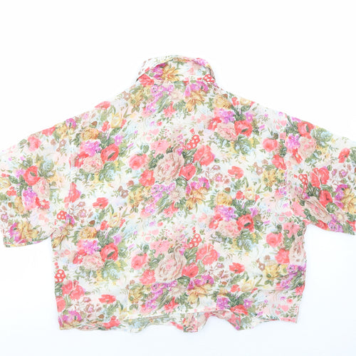 Preworn Womens Multicoloured Floral Polyester Cropped Button-Up Size M Collared
