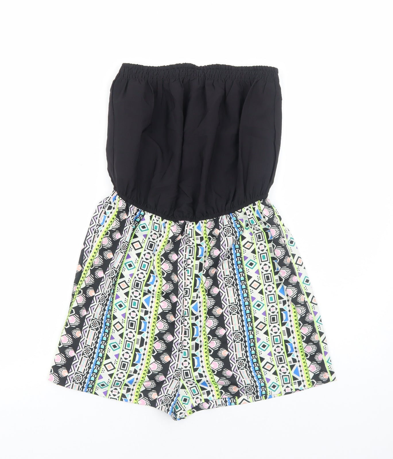 Atmosphere Womens Black Geometric Polyester Playsuit One-Piece Size 12 Pullover