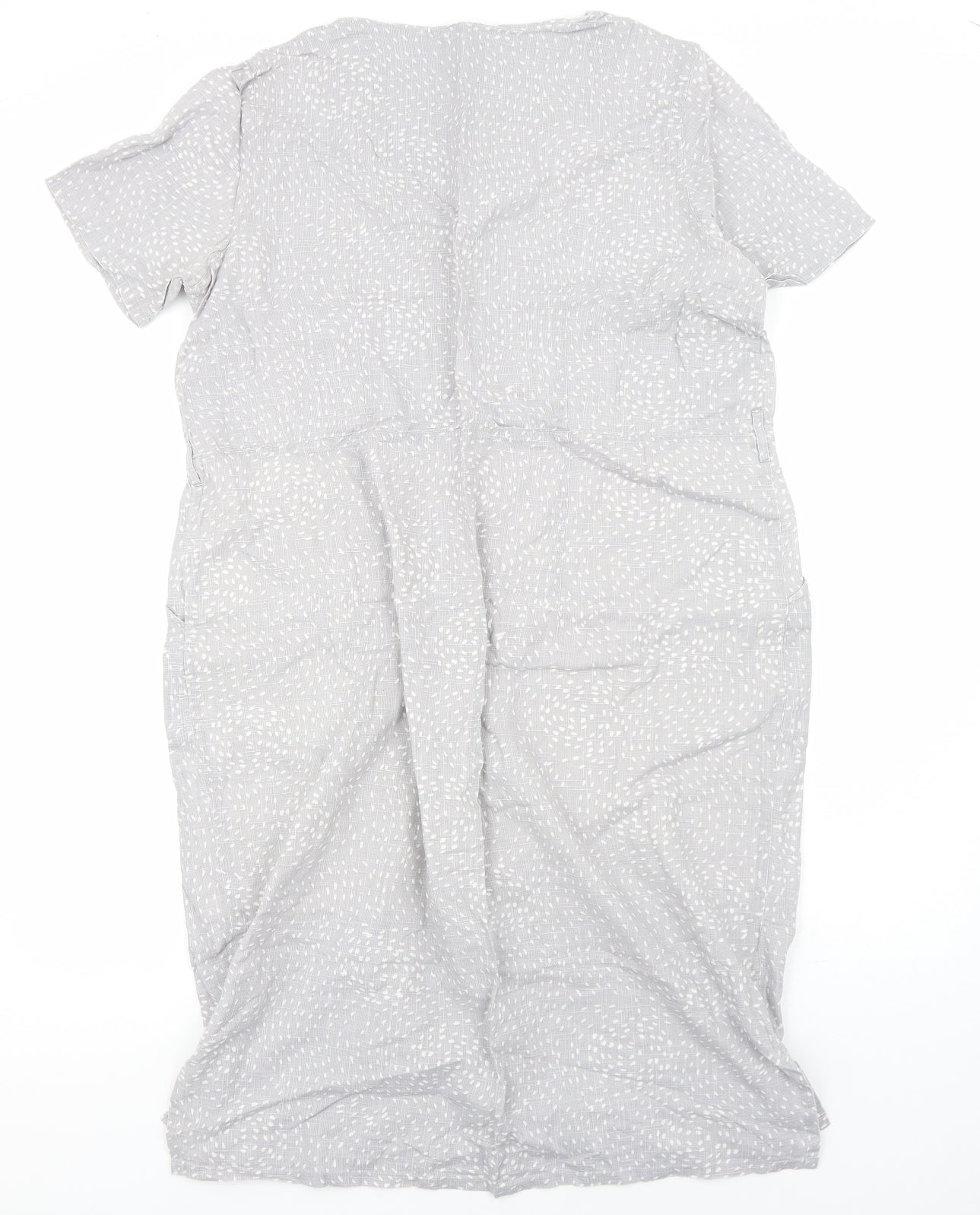 People Tree Womens Grey Geometric Cotton Shift Size 16 V-Neck Pullover