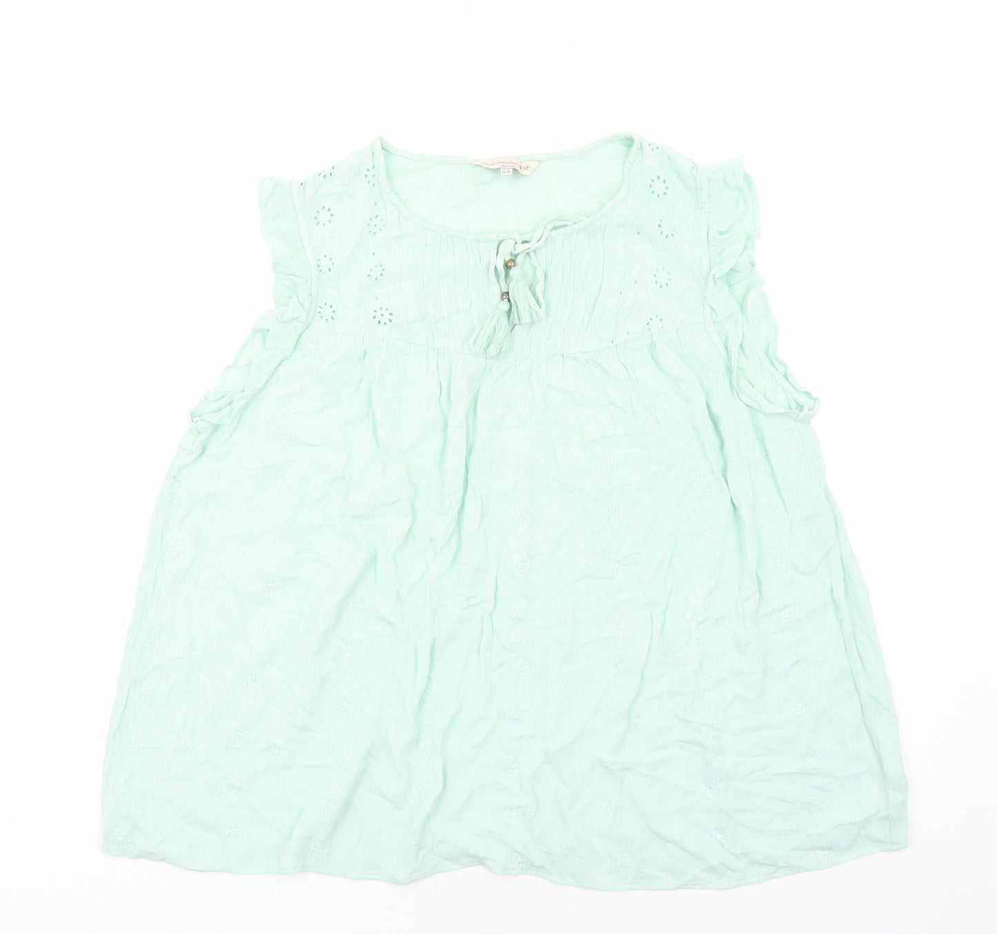 F&F Womens Green Viscose Basic Tank Size 18 Round Neck