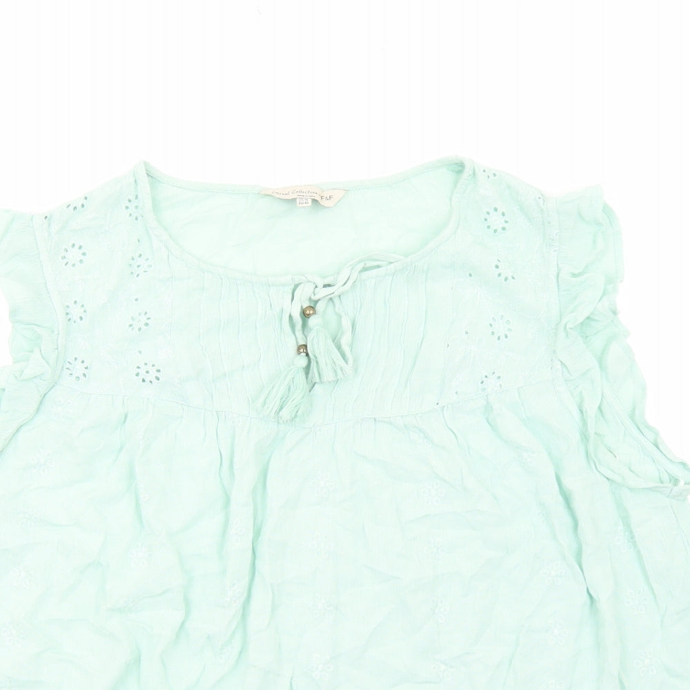 F&F Womens Green Viscose Basic Tank Size 18 Round Neck