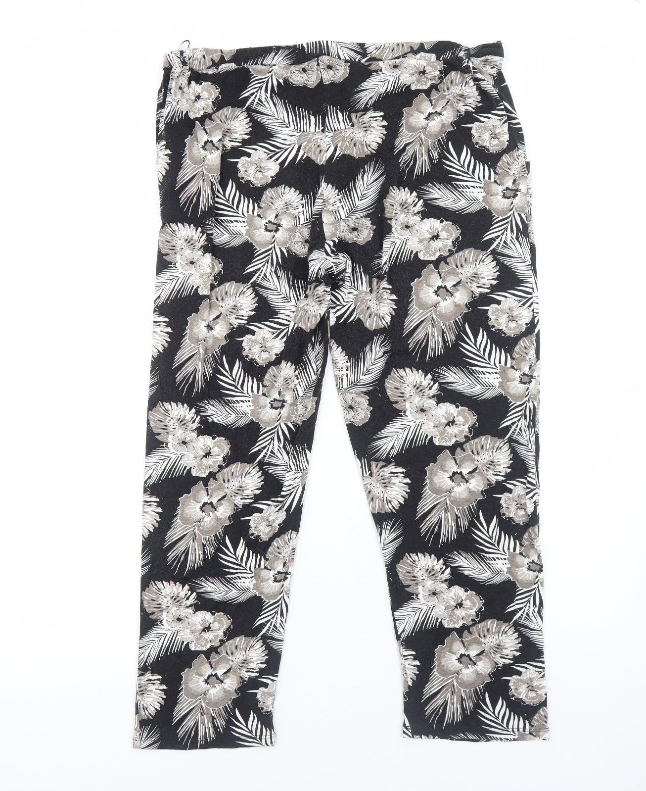 M&Co Womens Black Geometric Viscose Trousers Size 18 Regular