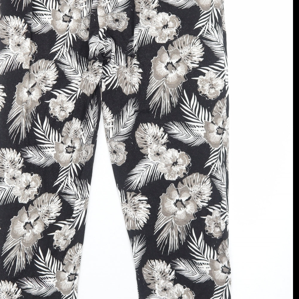 M&Co Womens Black Geometric Viscose Trousers Size 18 Regular