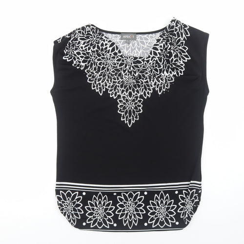 Apricot Womens Black Polyester Basic Blouse Size 8 Square Neck - Floral Detail
