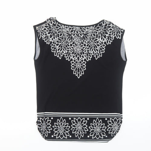 Apricot Womens Black Polyester Basic Blouse Size 8 Square Neck - Floral Detail