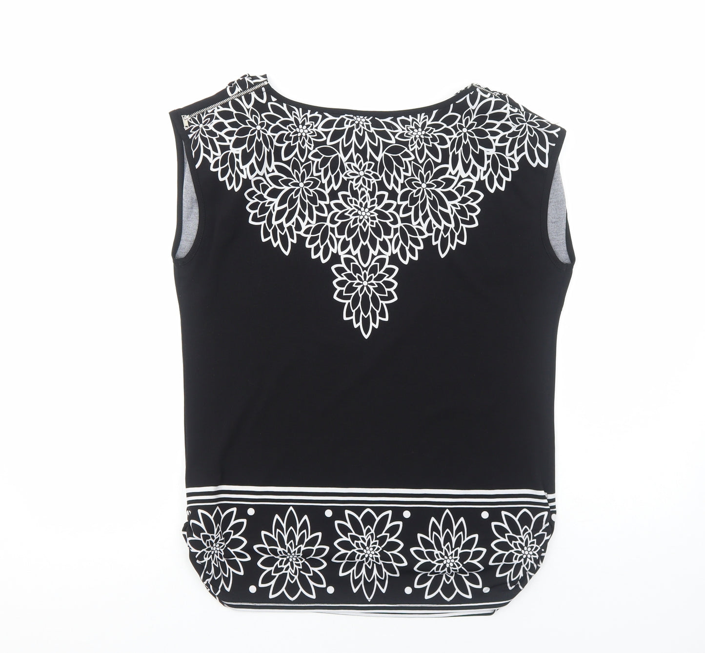 Apricot Womens Black Polyester Basic Blouse Size 8 Square Neck - Floral Detail