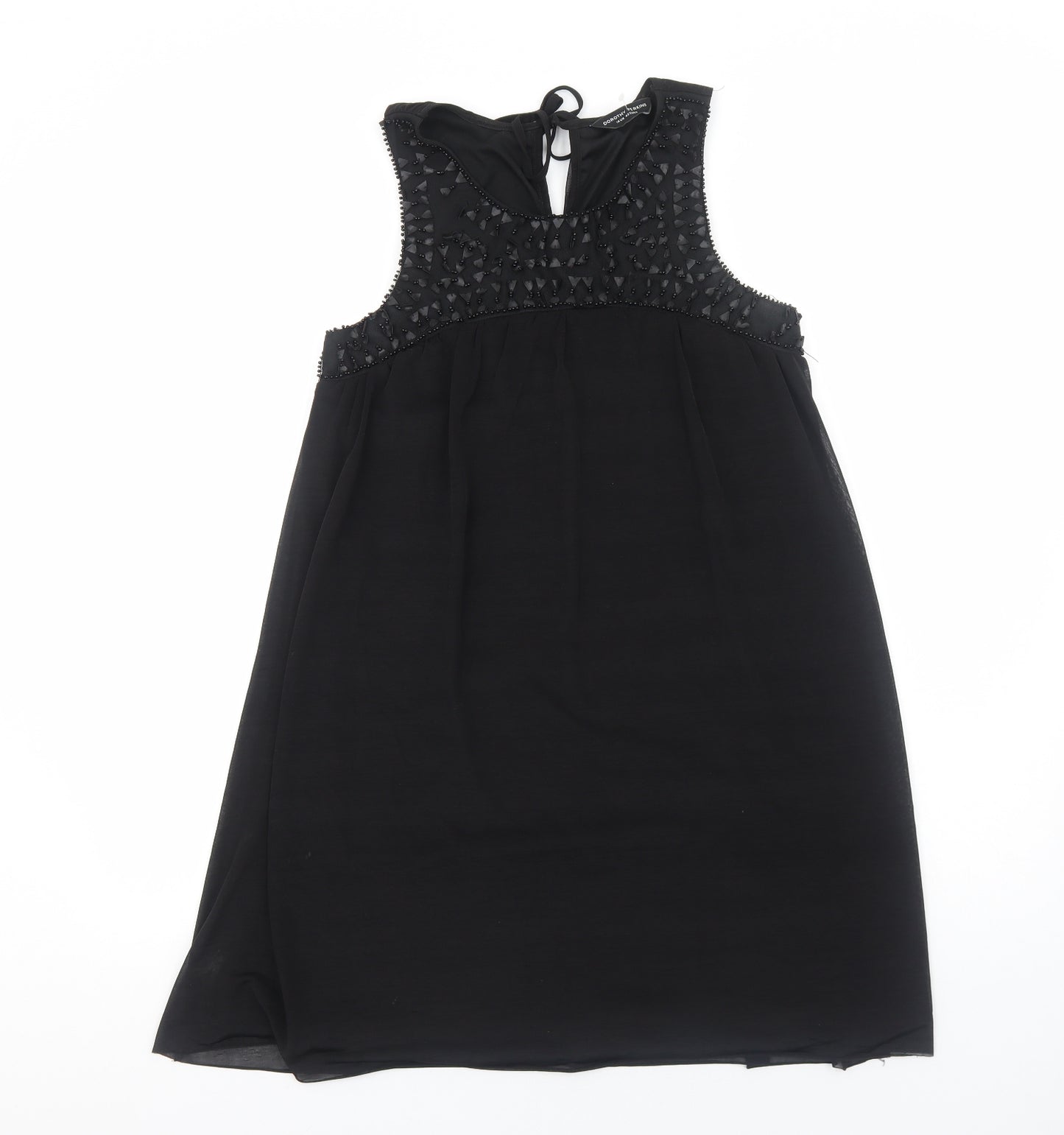 Dorothy Perkins Womens Black Polyester Shift Size 14 Scoop Neck Zip