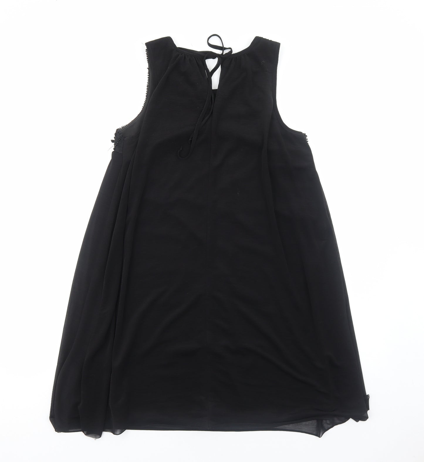 Dorothy Perkins Womens Black Polyester Shift Size 14 Scoop Neck Zip