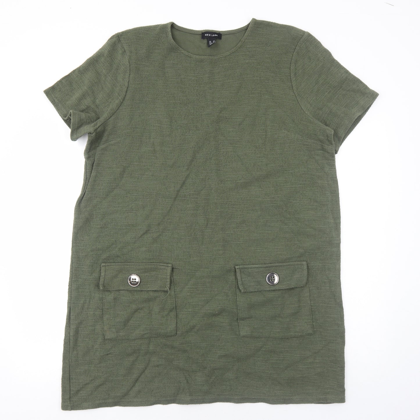 New Look Womens Green Cotton Shift Size 18 Scoop Neck Pullover