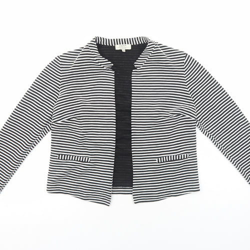Papaya Womens Black V-Neck Striped Viscose Cardigan Jumper Size 10