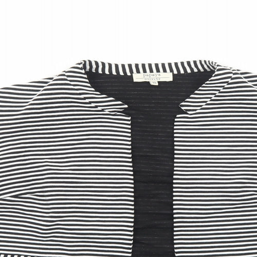 Papaya Womens Black V-Neck Striped Viscose Cardigan Jumper Size 10