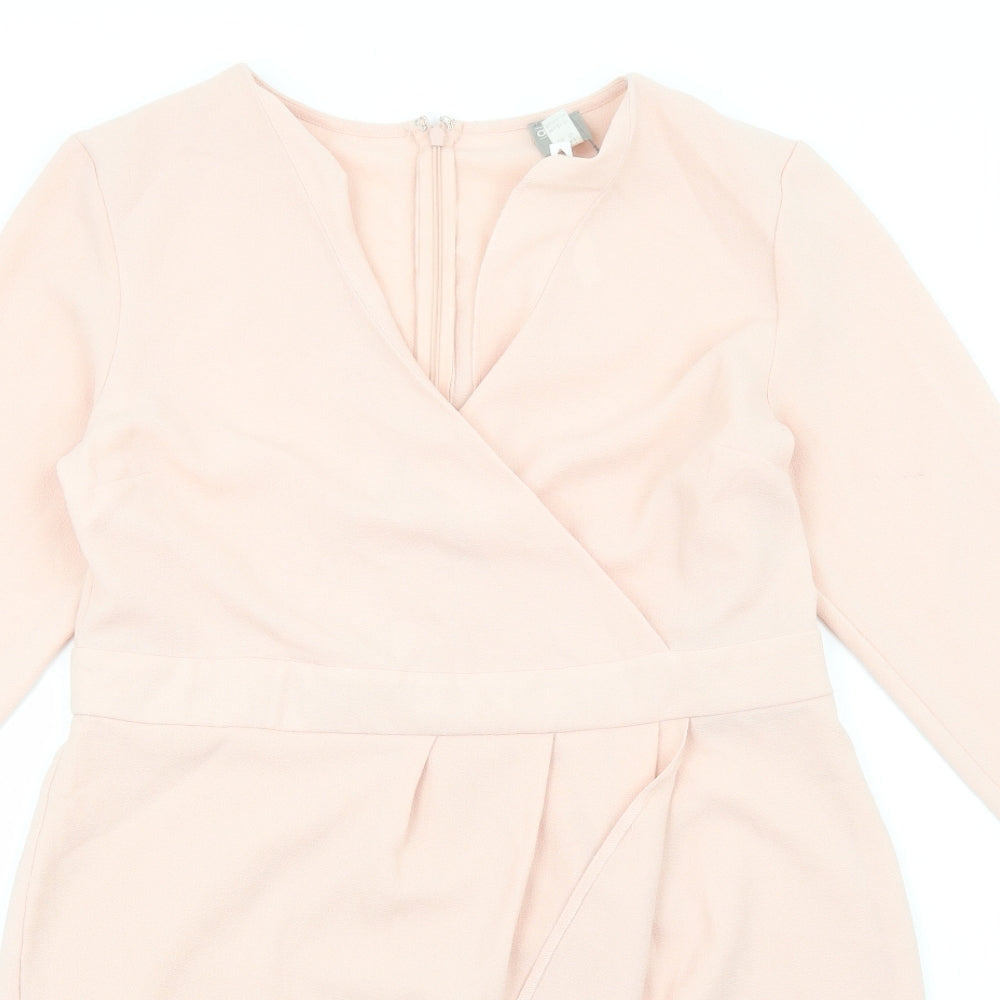 ASOS Womens Pink Polyester A-Line Size 14 V-Neck Zip