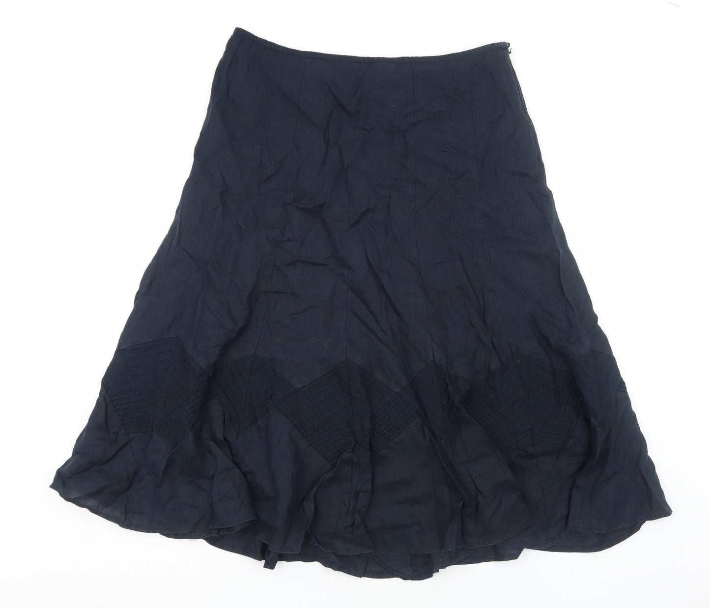 Per Una Womens Blue Cotton A-Line Skirt Size 16 Zip