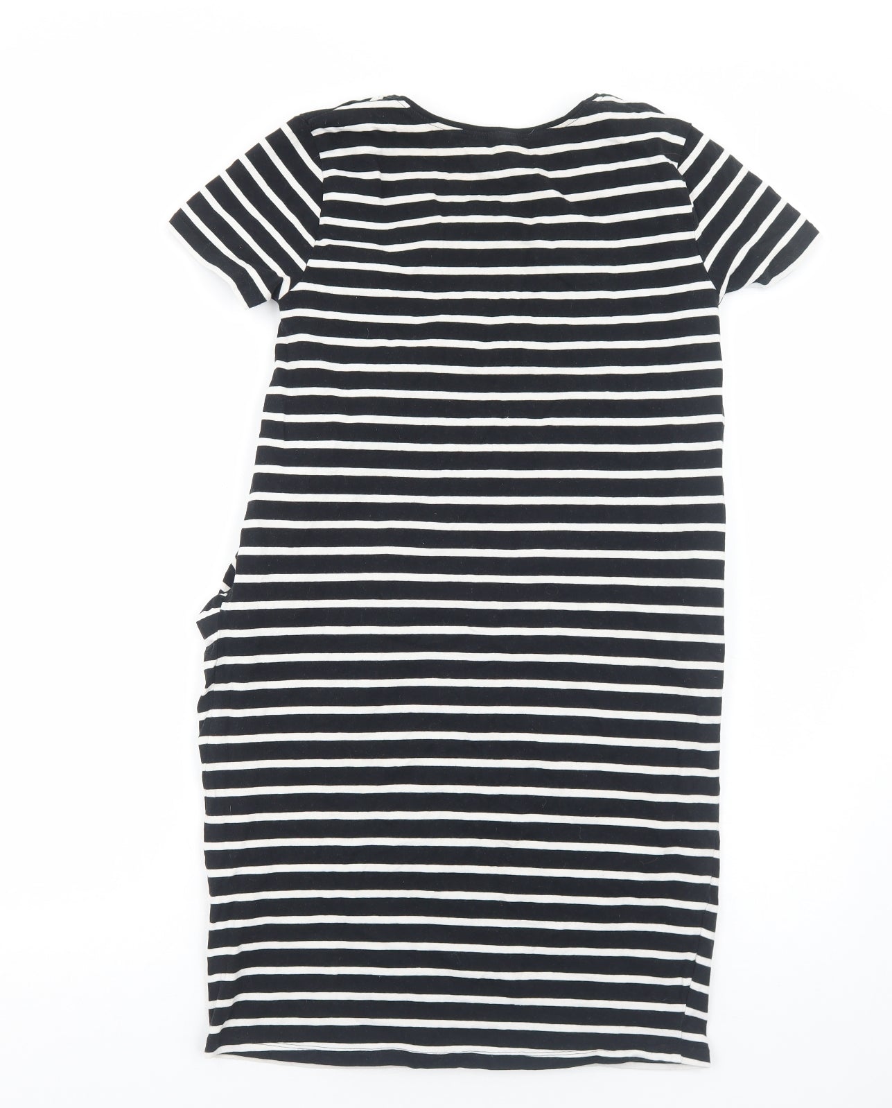 New Look Womens Black Striped Cotton T-Shirt Dress Size 14 Round Neck Pullover