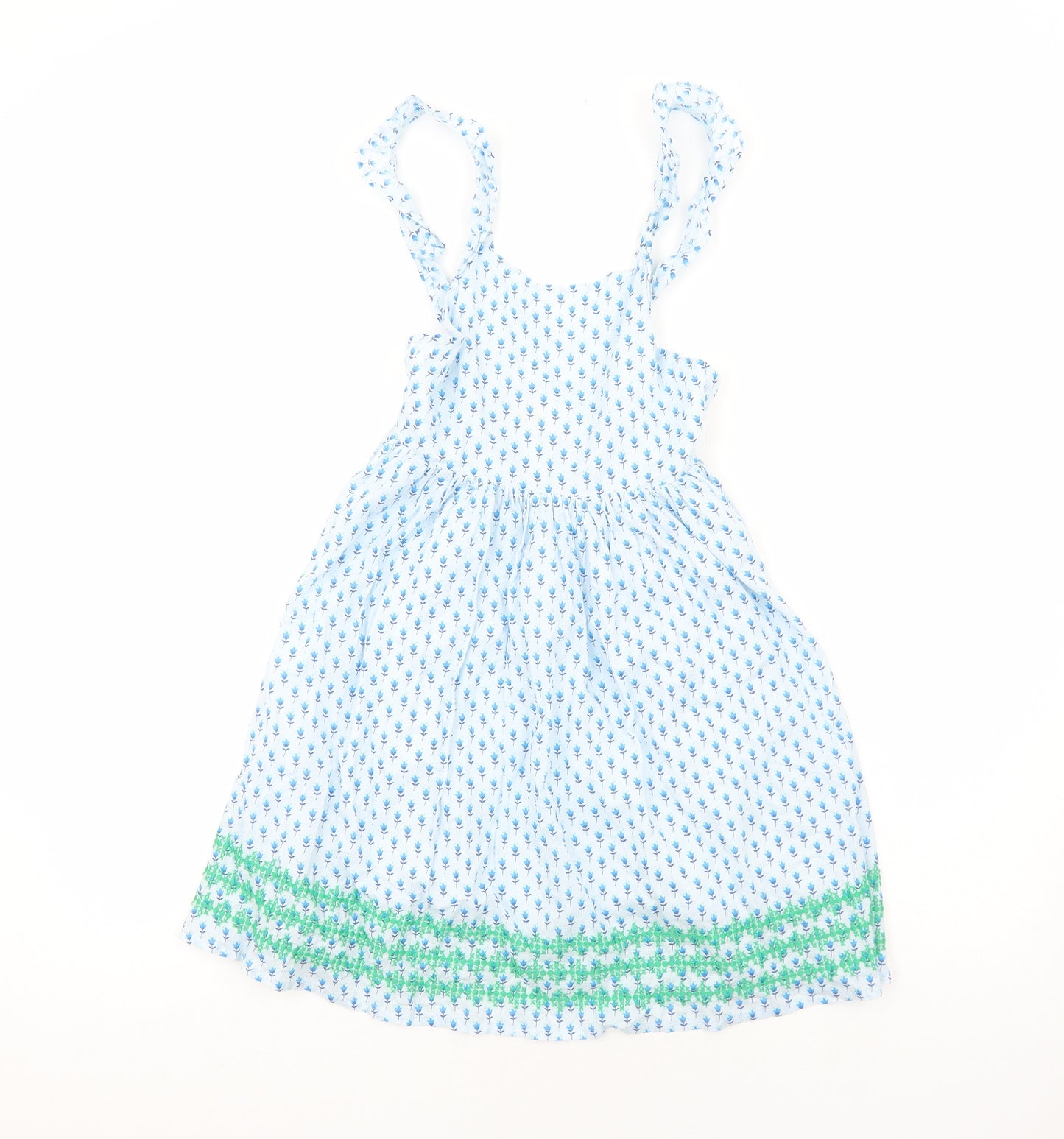 Mini Boden Girls Blue Geometric Cotton A-Line Size 9-10 Years Square Neck Pullover