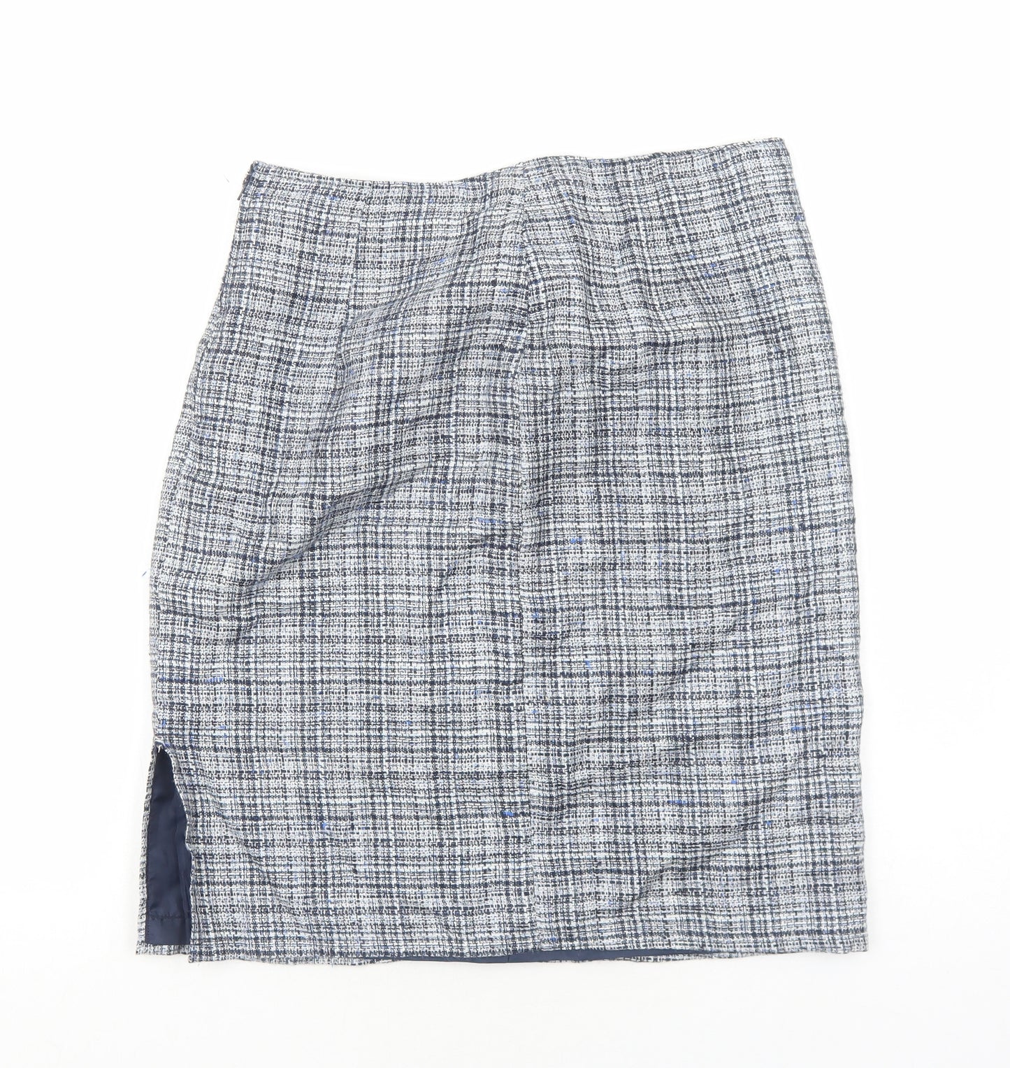 Preworn Womens Blue Polyester Straight & Pencil Skirt Size 14 Zip