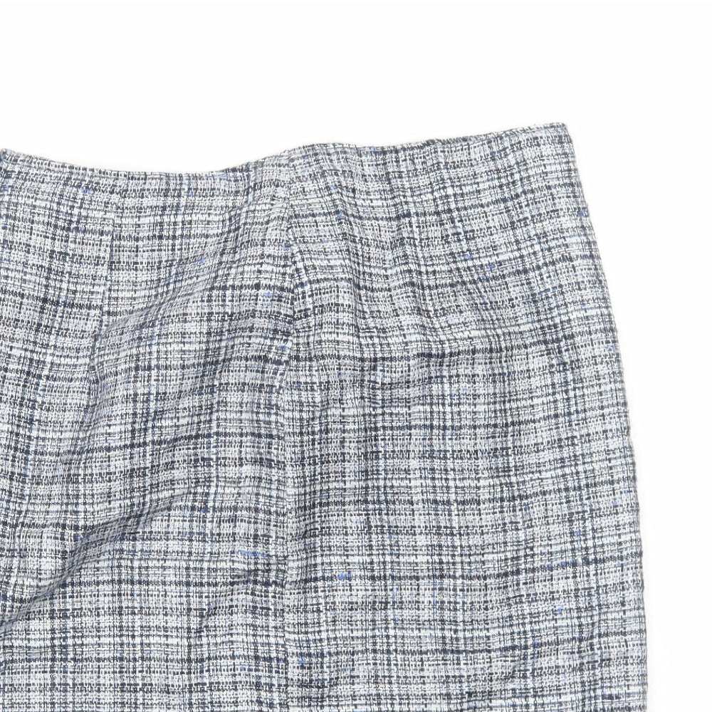 Preworn Womens Blue Polyester Straight & Pencil Skirt Size 14 Zip