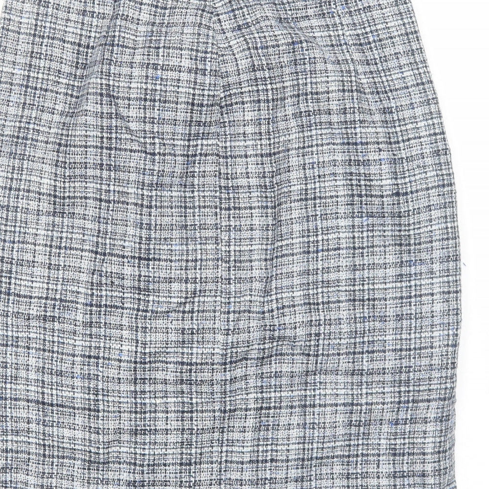 Preworn Womens Blue Polyester Straight & Pencil Skirt Size 14 Zip